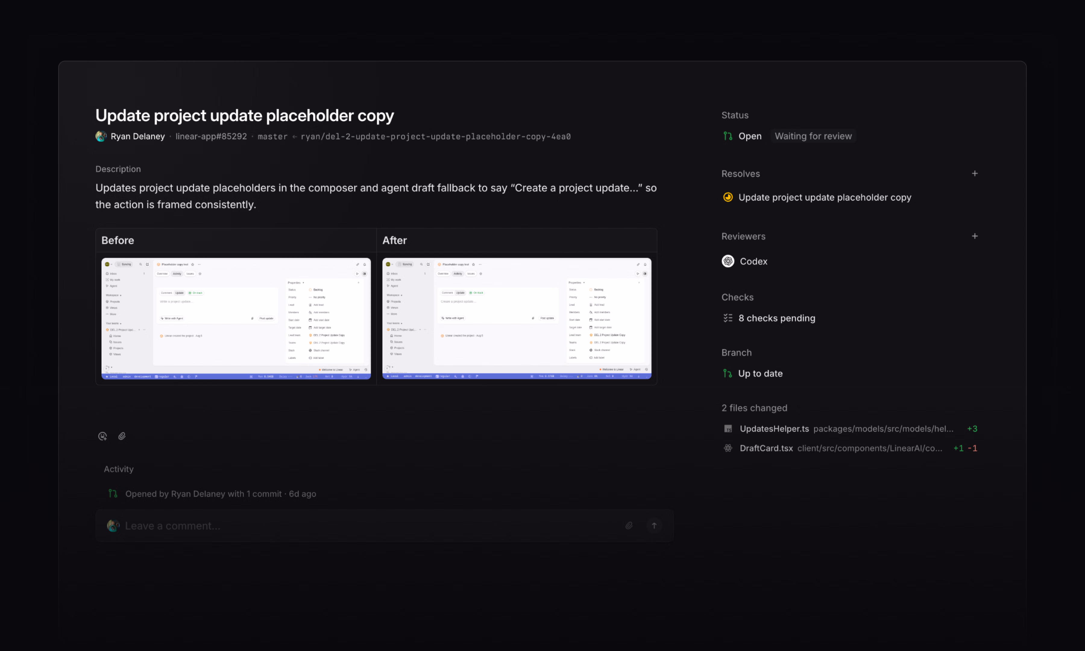 Screenshot of Linear UI